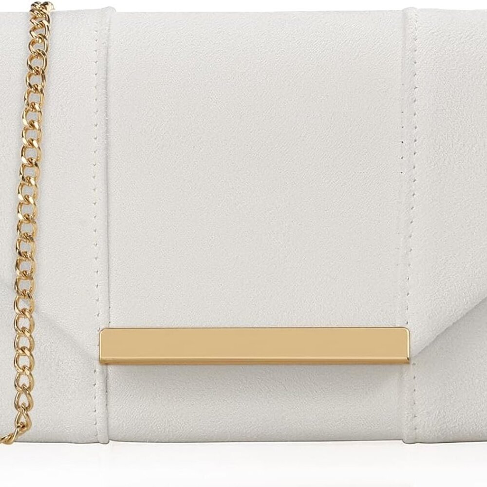 Women Faux Suede Envelope Clutch Purse Evening Velvet Handbag Foldover Shoulder